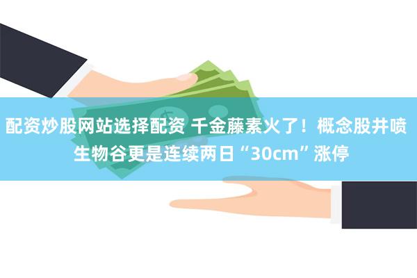 配资炒股网站选择配资 千金藤素火了！概念股井喷  生物谷更是连续两日“30cm”涨停